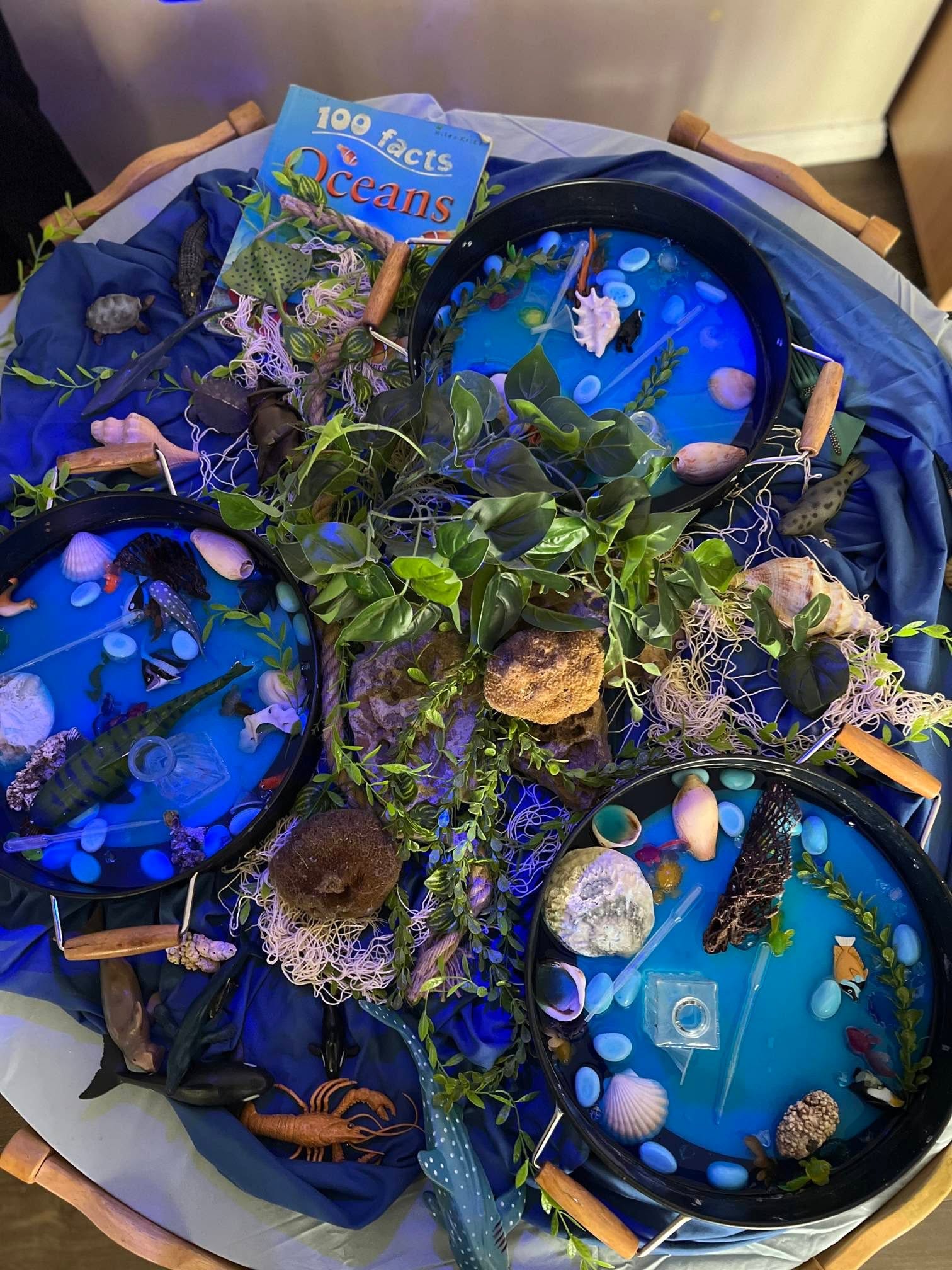 Children participating in an immersive ocean learning experience